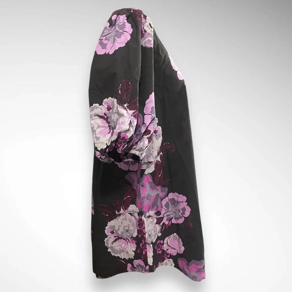 FREE PEOPLE Maye Poplin Puff Sleeve Floral Tunic/Dress In Midnight‎ XS | NWT